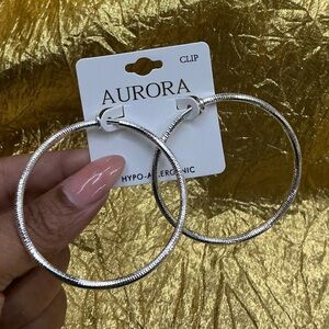 Silver Hoop Earrings Clip On